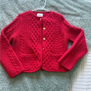 Abercrombie & Fitch Red Cable Knit Cardigan